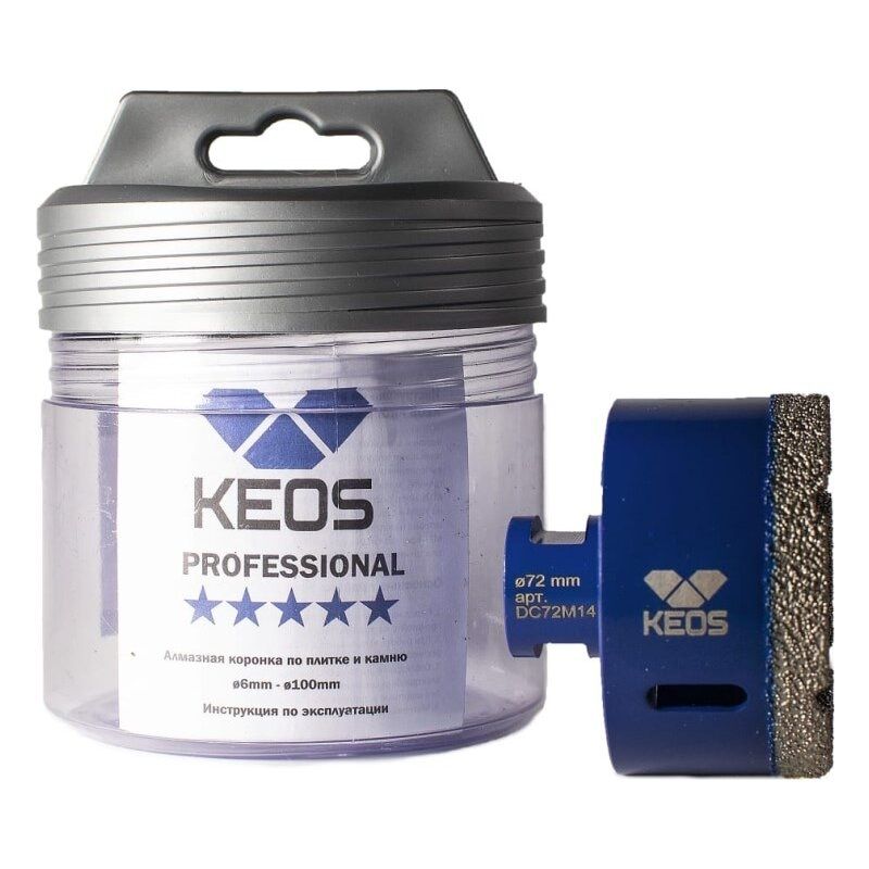 Коронка алмазная по керамограниту KEOS PRO 72мм M14 (DC72M14) - изображение 6